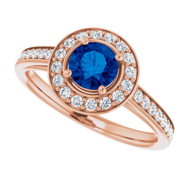 14K White Lab-Grown Blue Sapphire & 1/3 CTW Natural Diamond Ring