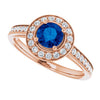 14K White Gold Lab-Grown Blue Sapphire & Natural Diamond Ring