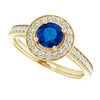 14K White Gold Lab-Grown Blue Sapphire & Natural Diamond Ring