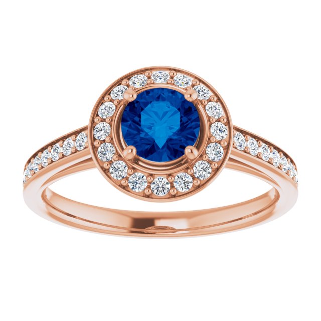 14K White Lab-Grown Blue Sapphire & 1/3 CTW Natural Diamond Ring