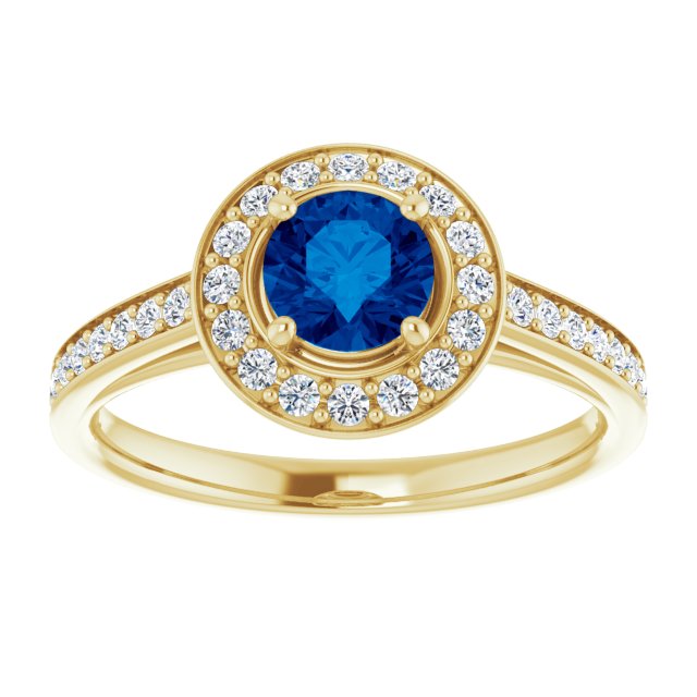 14K White Lab-Grown Blue Sapphire & 1/3 CTW Natural Diamond Ring