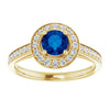 14K White Gold Lab-Grown Blue Sapphire & Natural Diamond Ring