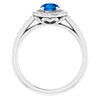 14K White Gold Lab-Grown Blue Sapphire & Natural Diamond Ring