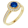 14K White Gold Lab-Grown Blue Sapphire & Natural Diamond Ring