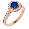 14K White Gold Lab-Grown Blue Sapphire & Natural Diamond Ring