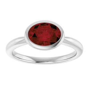 14K Gold, Sterling Silver & Platinum Natural Garnet Ring - Options Available