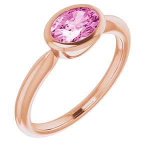 Lab-Grown Pink Sapphire Oval Ring Crafted in 14K Gold & Platinum