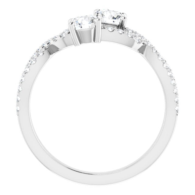 14K White Gold Two-Stone Diamond Ring – 5/8 CTW Sparkle