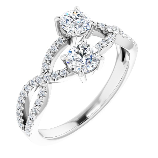 14K White Gold Two-Stone Diamond Ring – 5/8 CTW Sparkle