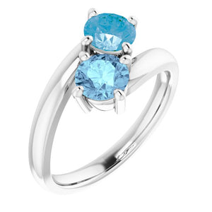 14K Gold Natural Aquamarine And Natural Swiss Blue Topaz Ring - Options Available
