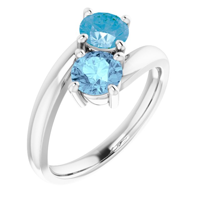 Natural Aquamarine And Natural Swiss Blue Topaz Ring