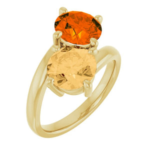 14K Gold Natural Aquamarine And Natural Swiss Blue Topaz Ring - Options Available