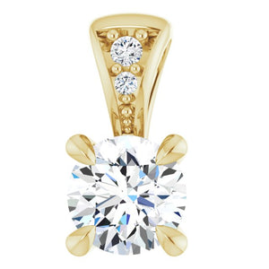 14K Gold Natural Diamond Pendant - Options Available