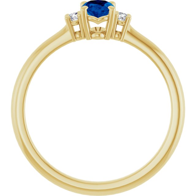 14K Yellow Gold Lab-Grown Blue Sapphire & Diamond Accent Ring