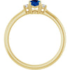 14K Yellow Lab-Grown Blue Sapphire & .04 CTW Natural Diamond Ring