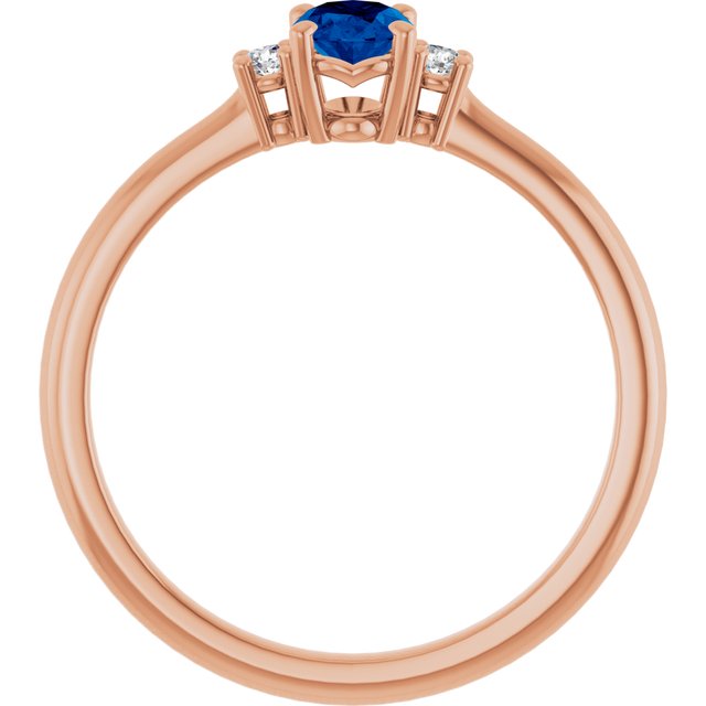 14K Yellow Gold Lab-Grown Blue Sapphire & Diamond Accent Ring