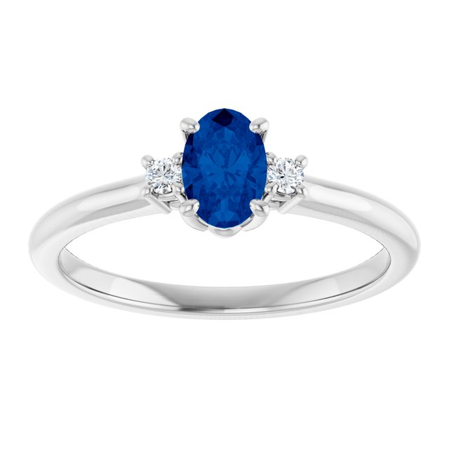 14K Gold Blue Sapphire And Natural Diamond Ring