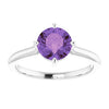 14K White Gold Natural Amethyst 7mm Ring - Elegant Statement Piece