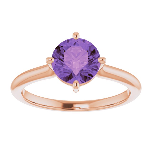 14K White Natural Amethyst Ring