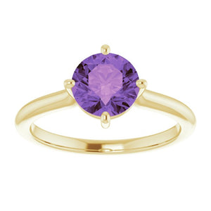 14K White Gold Natural Amethyst 7mm Ring – Elegant Statement Piece