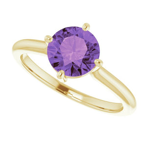 14K White Gold Natural Amethyst 7mm Ring – Elegant Statement Piece