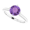 14K White Gold Natural Amethyst 7mm Ring - Elegant Statement Piece