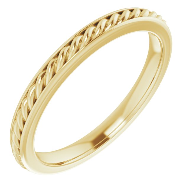 14K Gold, 18K Gold & Platinum Rope Standard-Fit Flat Band - Options Available