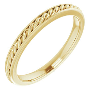 14K Gold, 18K Gold & Platinum Rope Standard-Fit Flat Band - Options Available