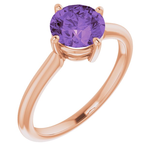 14K White Natural Amethyst Ring