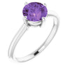 14K White Gold Natural Amethyst 7mm Ring - Elegant Statement Piece