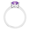 14K White Gold Natural Amethyst 7mm Ring - Elegant Statement Piece