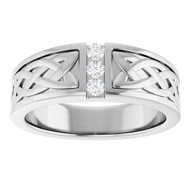 Celtic Elegance: 14K White Gold 1/5 CTW Natural Diamond Ring