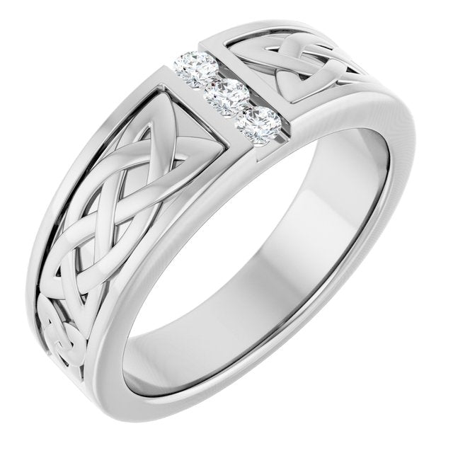 14K White 1/5 CTW Natural Diamond Celtic-Inspired Ring