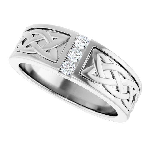 14K White 1/5 CTW Natural Diamond Celtic-Inspired Ring