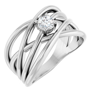 14K Gold Natural Diamond Criss-Cross Ring