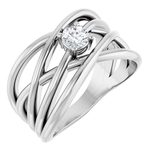 14K Gold Natural Diamond Criss-Cross Ring