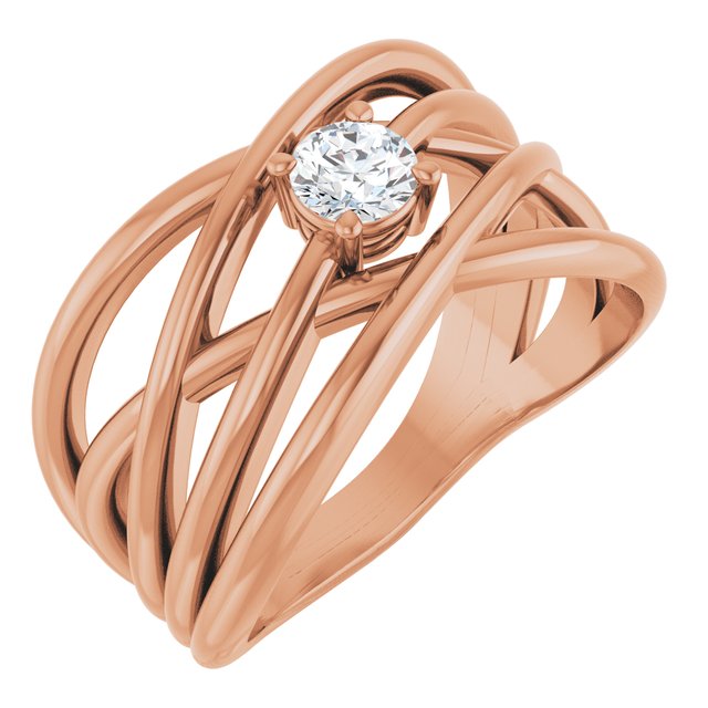 14K Gold Natural Diamond Criss-Cross Ring