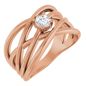 14K Gold Natural Diamond Criss-Cross Ring