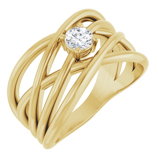14K Gold Natural Diamond Criss-Cross Ring