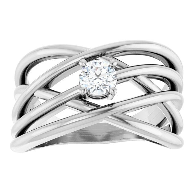 14K Gold Natural Diamond Criss-Cross Ring