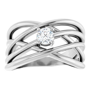 14K Gold Natural Diamond Criss-Cross Ring