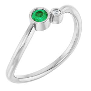 Lab-Grown Emerald and Natural Diamond Ring in 14K Gold, Silver & Platinum