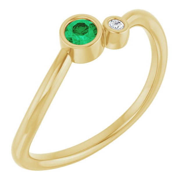 Lab-Grown Emerald and Natural Diamond Ring in 14K Gold, Silver & Platinum