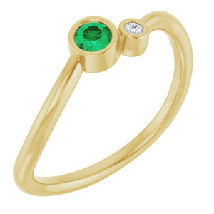 Lab-Grown Emerald and Natural Diamond Ring in 14K Gold, Silver & Platinum