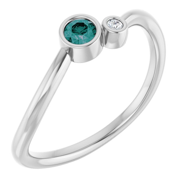 Lab-Grown Emerald and Natural Diamond Ring in 14K Gold, Silver & Platinum