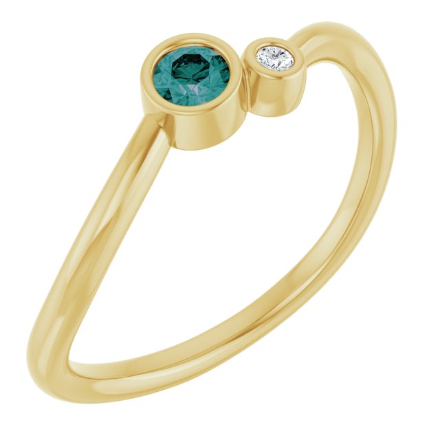 Lab-Grown Emerald And .015 Ct Natural Diamond Ring