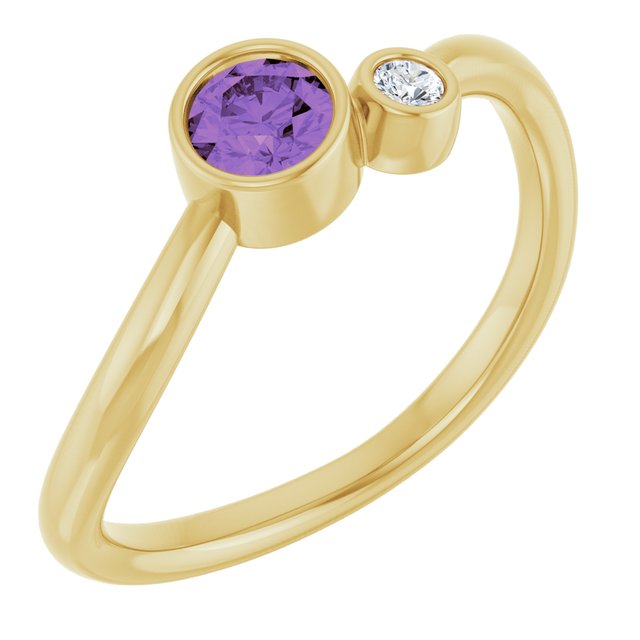 Natural Amethyst and .03 Ct Natural Diamond Ring in 14K Gold, Silver & Platinum
