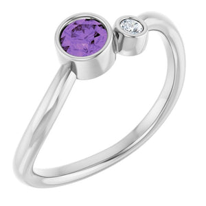 Natural Amethyst And .03 Ct Natural Diamond Ring