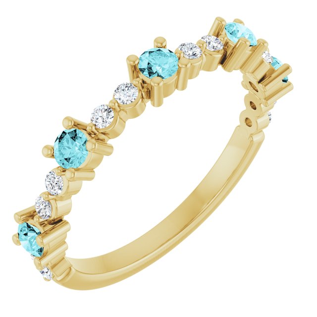 14K Gold Natural Diamond Stackable Ring
