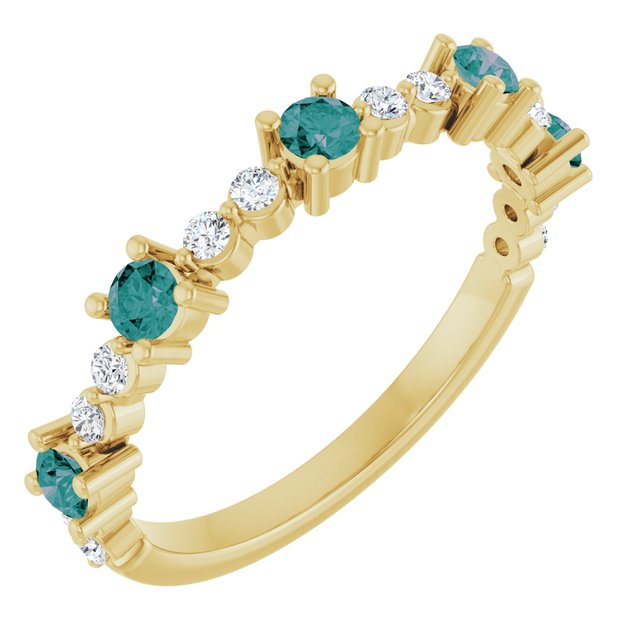1/6 CTW Natural Alexandrite and Diamond Stackable Ring in 14K Gold, Silver & Platinum